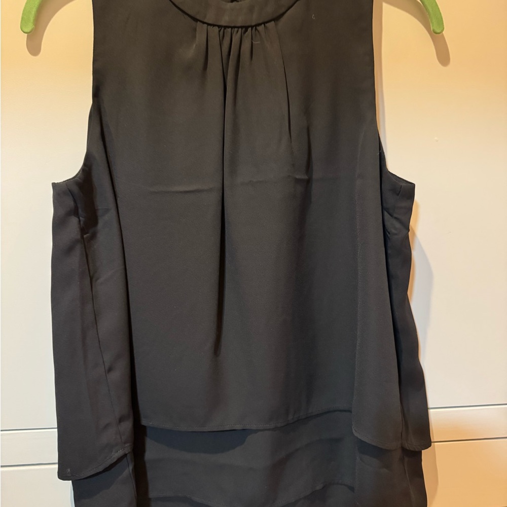 J. Crew Black Sleeveless Pleated Blouse